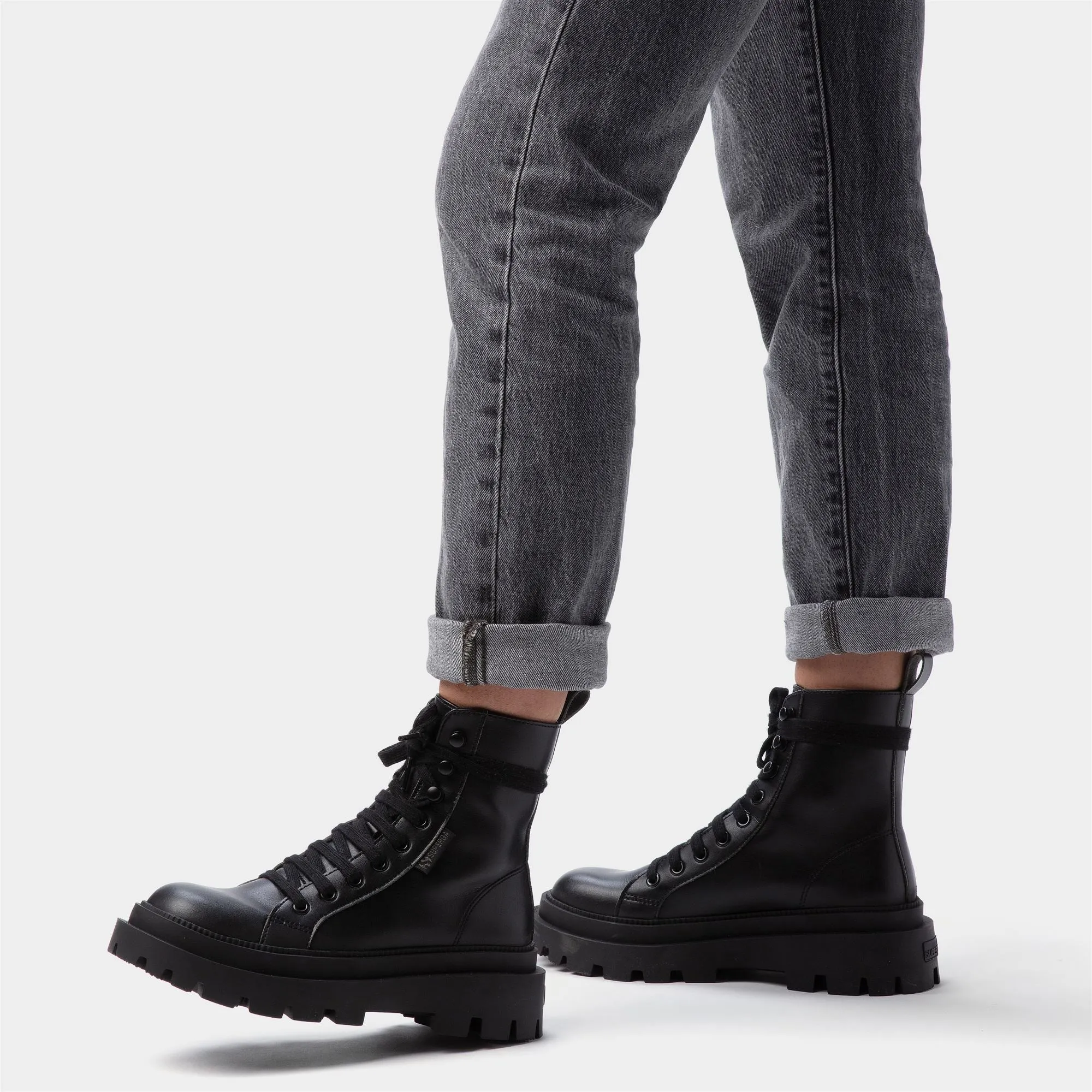3051 ALPINA APEX HIGH VEGAN MATERIAL - Ankle Boots - Laced - Woman - TOTAL BLACK