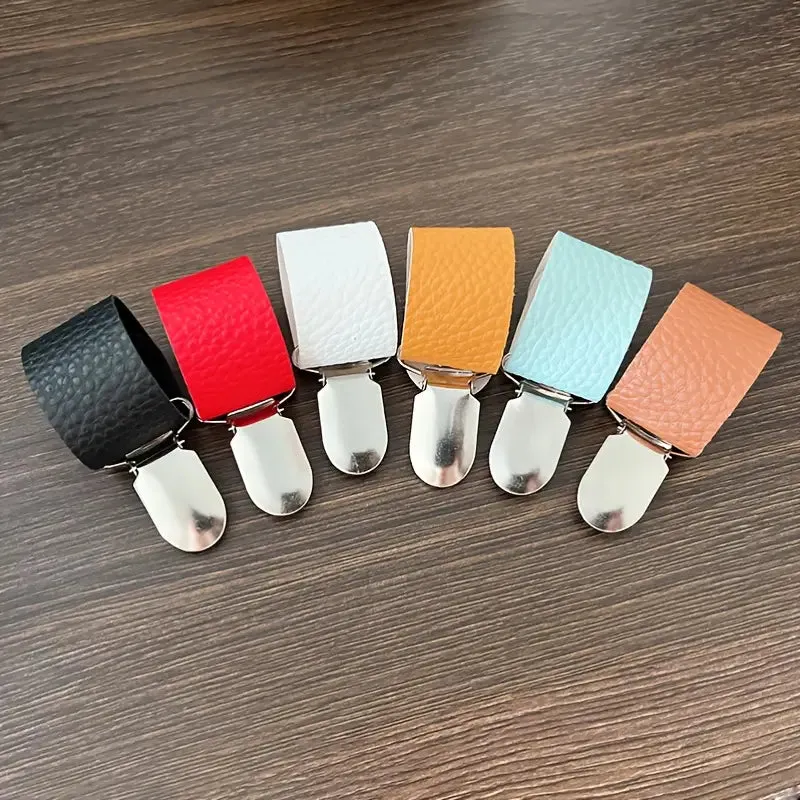 6-Piece: Hat Clip for Summer Travel on Bag Luggage PU Leather Hat