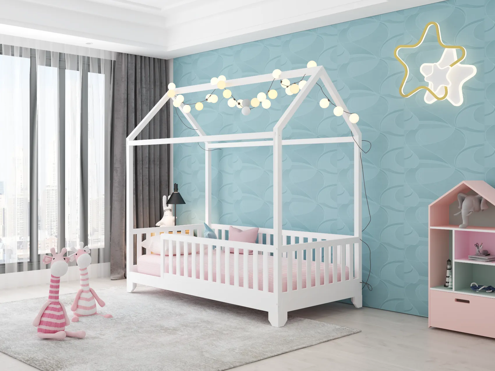 Aiden Toddler House Bed with Rails
