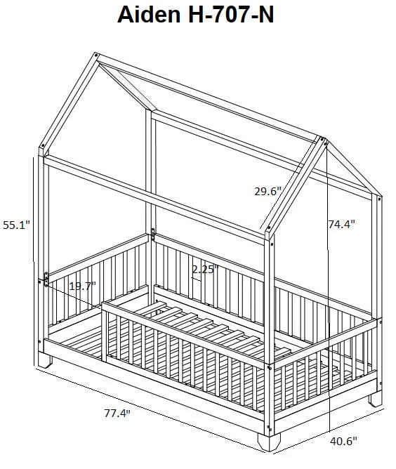 Aiden Toddler House Bed with Rails