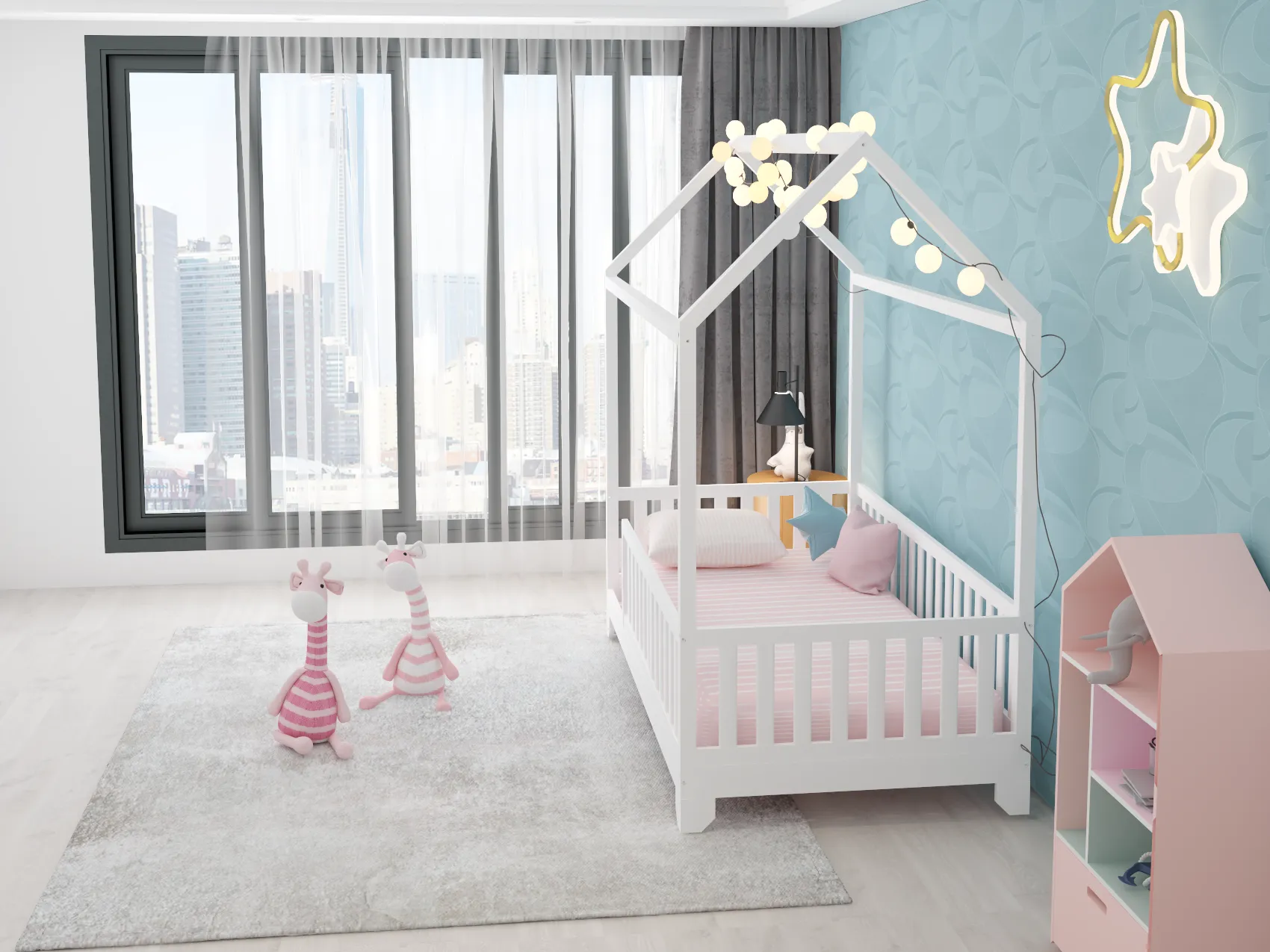 Aiden Toddler House Bed with Rails