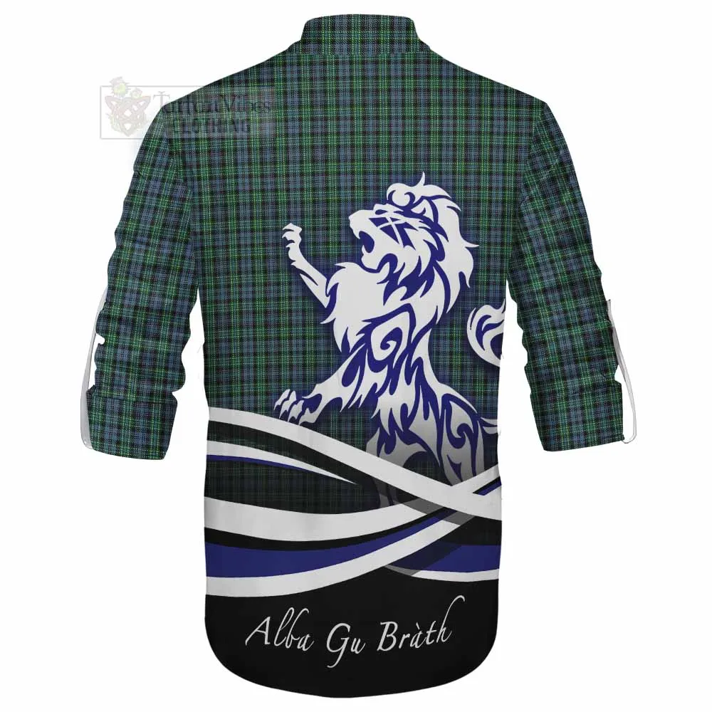 Arbuthnot Tartan Ghillie Kilt Shirt with Alba Gu Brath Regal Lion Emblem