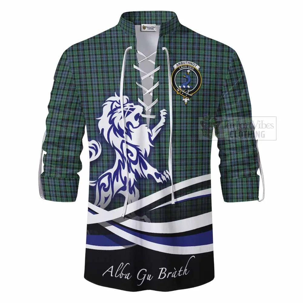Arbuthnot Tartan Ghillie Kilt Shirt with Alba Gu Brath Regal Lion Emblem