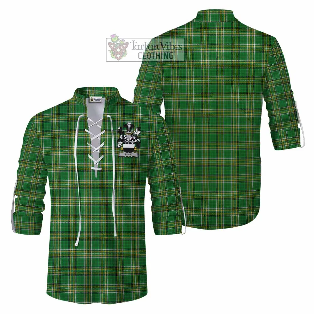 Ashby Irish Clan Tartan Ghillie Kilt Shirt with Coat of Arms