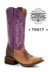 Corral Boots Teen Brown & Purple Embroidery Boots