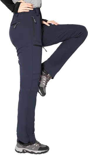 Cycorld Women's-Softshell-Ski-Snow-Pants,Fleece-Lined Winter-Hiking-Cargo-Pants, Work Outdoor Snowboarding Pants