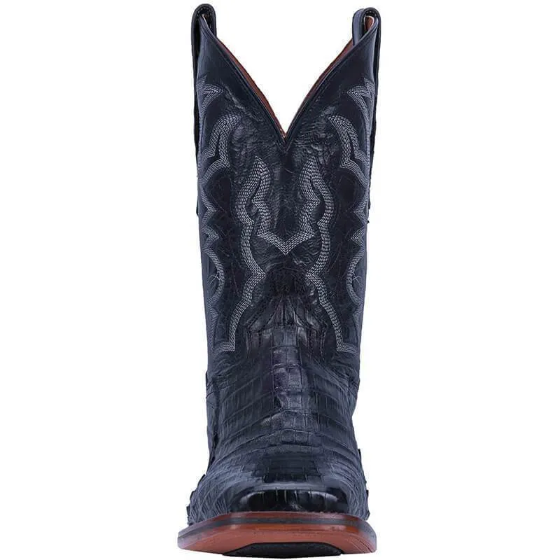 Exotic Retro Square Toe Mid-Calf Boots – Embroidered Casual Men’s Split Boots