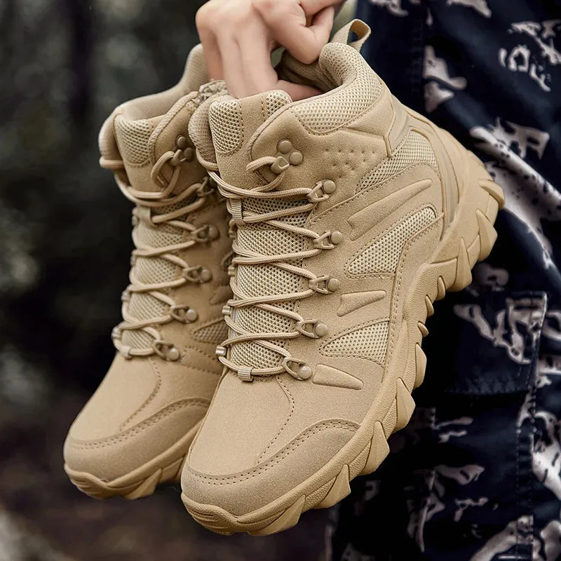 High Quality Leather Boots Outdoor Hiking Boots Men New Autumn Winter Desert Tactical Combat Ankle Boots Men Work Safty Boots