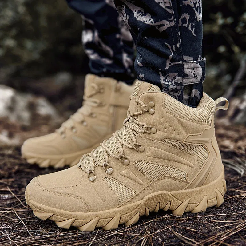 High Quality Leather Boots Outdoor Hiking Boots Men New Autumn Winter Desert Tactical Combat Ankle Boots Men Work Safty Boots