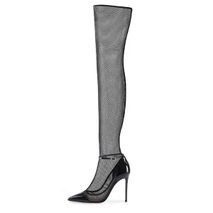 Lace Mesh High Heel Knee Sexy Women's Cool Party Boots