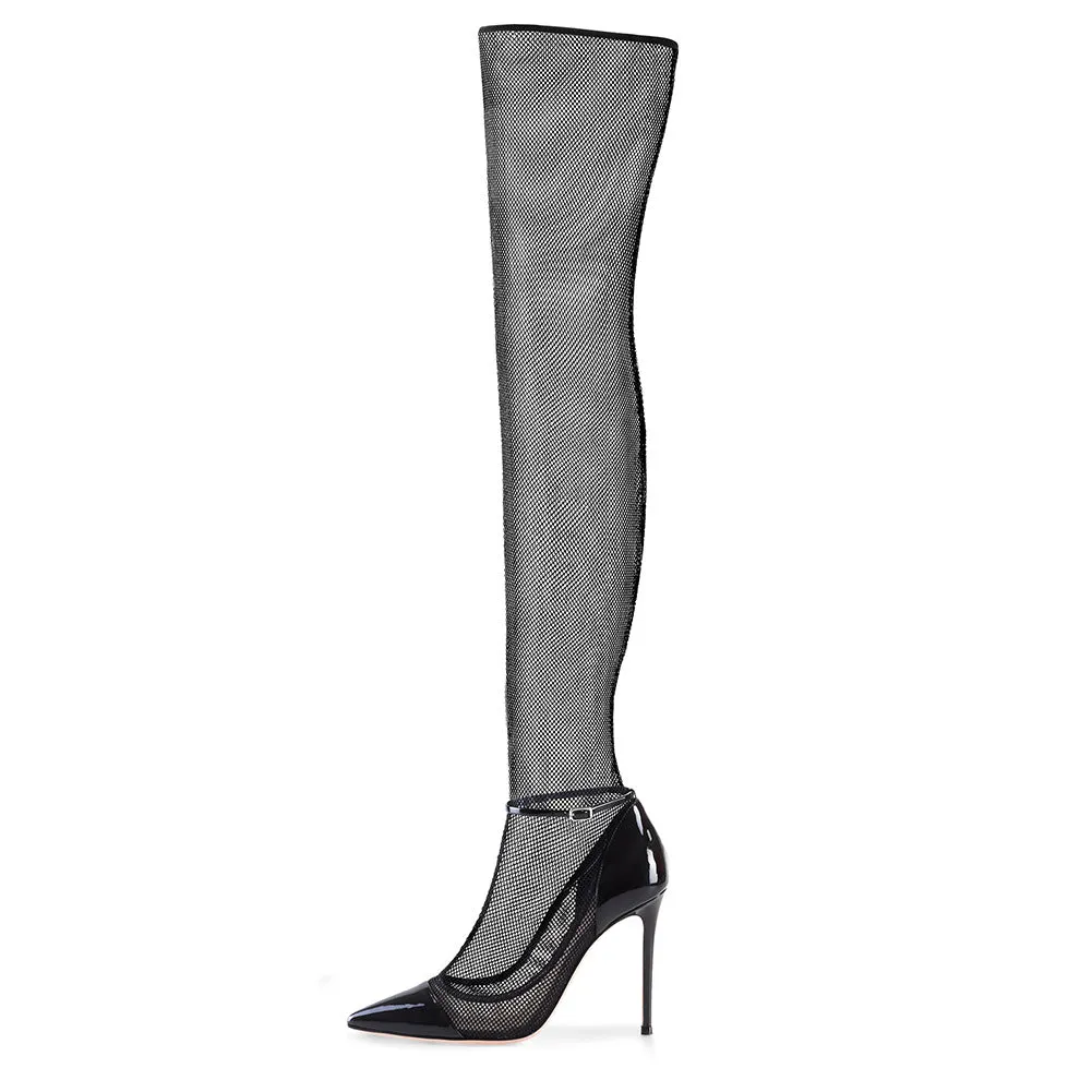 Lace Mesh High Heel Knee Sexy Women's Cool Party Boots