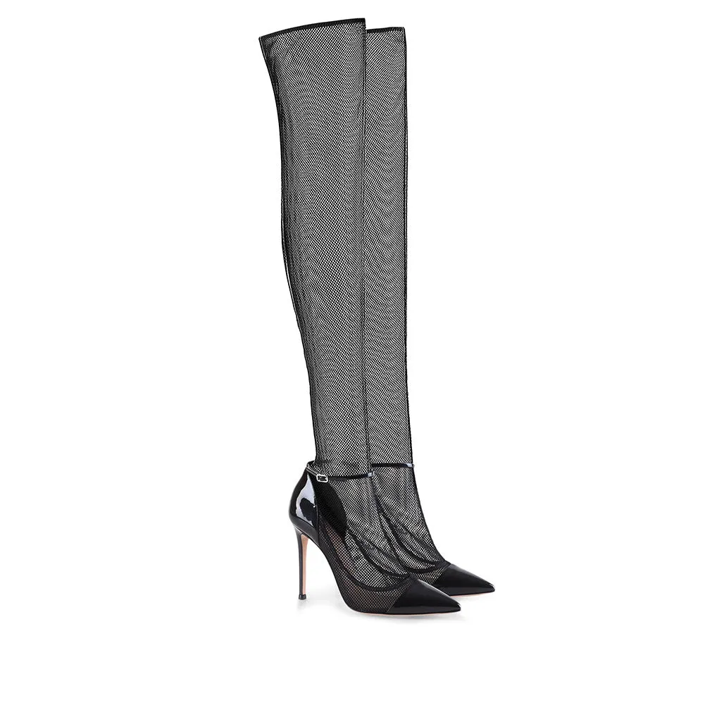 Lace Mesh High Heel Knee Sexy Women's Cool Party Boots