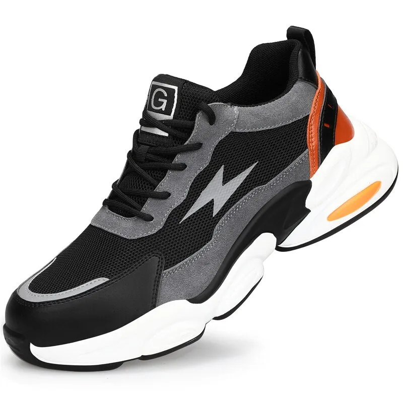 Men's Work Safety Shoes Steel Toe Construction Boots Sneakers Breathable Lightweight Indestructible Industry Shoes Male Footwear