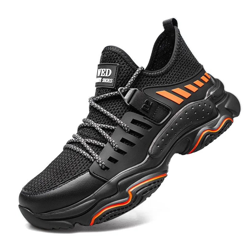 Men's Work Safety Shoes Steel Toe Construction Boots Sneakers Breathable Lightweight Indestructible Industry Shoes Male Footwear