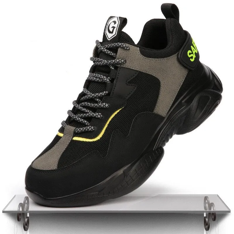 Men's Work Safety Shoes Steel Toe Construction Boots Sneakers Breathable Lightweight Indestructible Industry Shoes Male Footwear