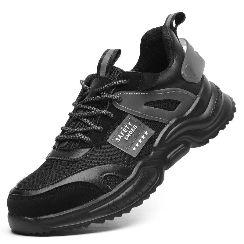 Men's Work Safety Shoes Steel Toe Construction Boots Sneakers Breathable Lightweight Indestructible Industry Shoes Male Footwear