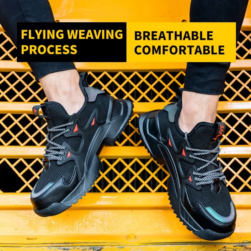 Men's Work Safety Shoes Steel Toe Construction Boots Sneakers Breathable Lightweight Indestructible Industry Shoes Male Footwear