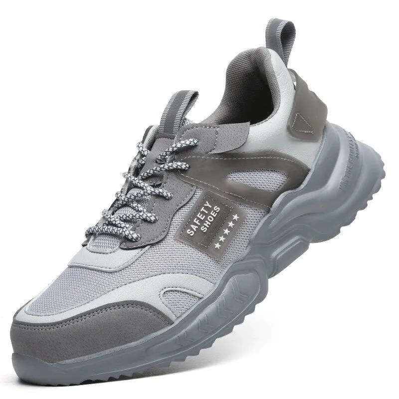 Men's Work Safety Shoes Steel Toe Construction Boots Sneakers Breathable Lightweight Indestructible Industry Shoes Male Footwear