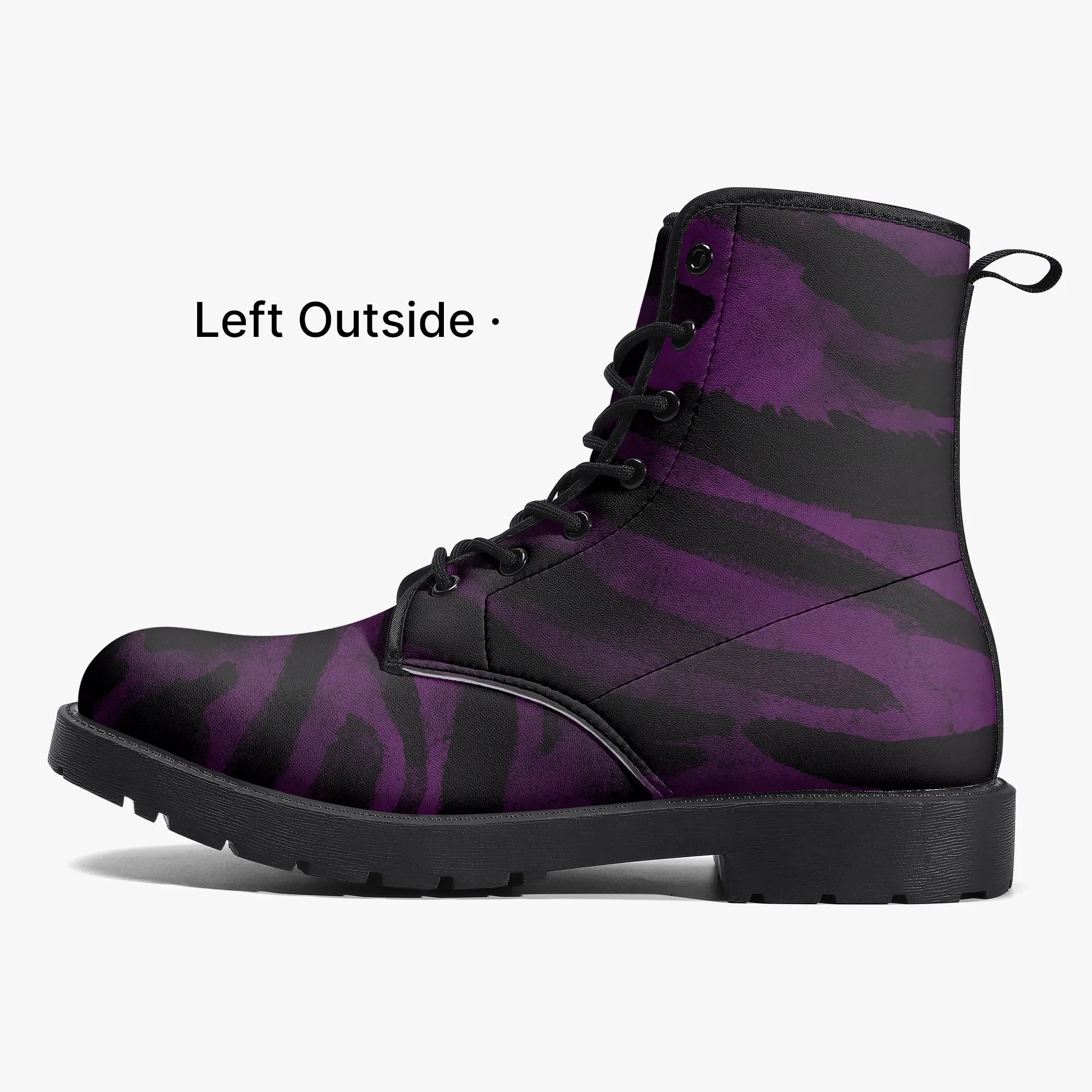 Purple Tiger Striped Unisex Boots, Purple Tiger Animal Print Designer Best Winter Hiking Boots For Men or Women (US Size 5.5-12)