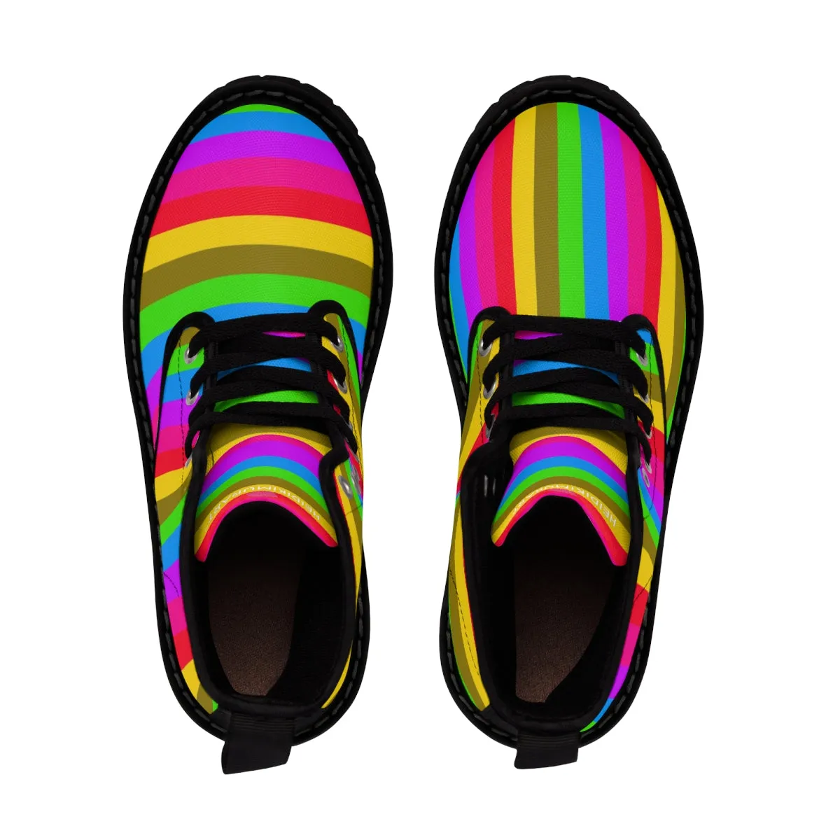 Rainbow Striped Women's Boots, Gay Pride Stripes Printed Best Winter Boots For Women Hiking Boots Shoes (US Size 6.5-11)