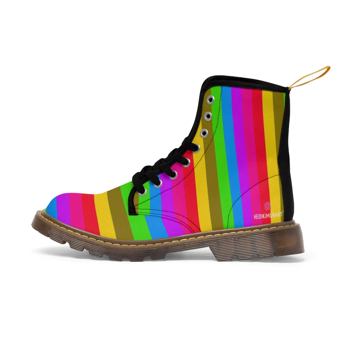Rainbow Striped Women's Boots, Gay Pride Stripes Printed Best Winter Boots For Women Hiking Boots Shoes (US Size 6.5-11)