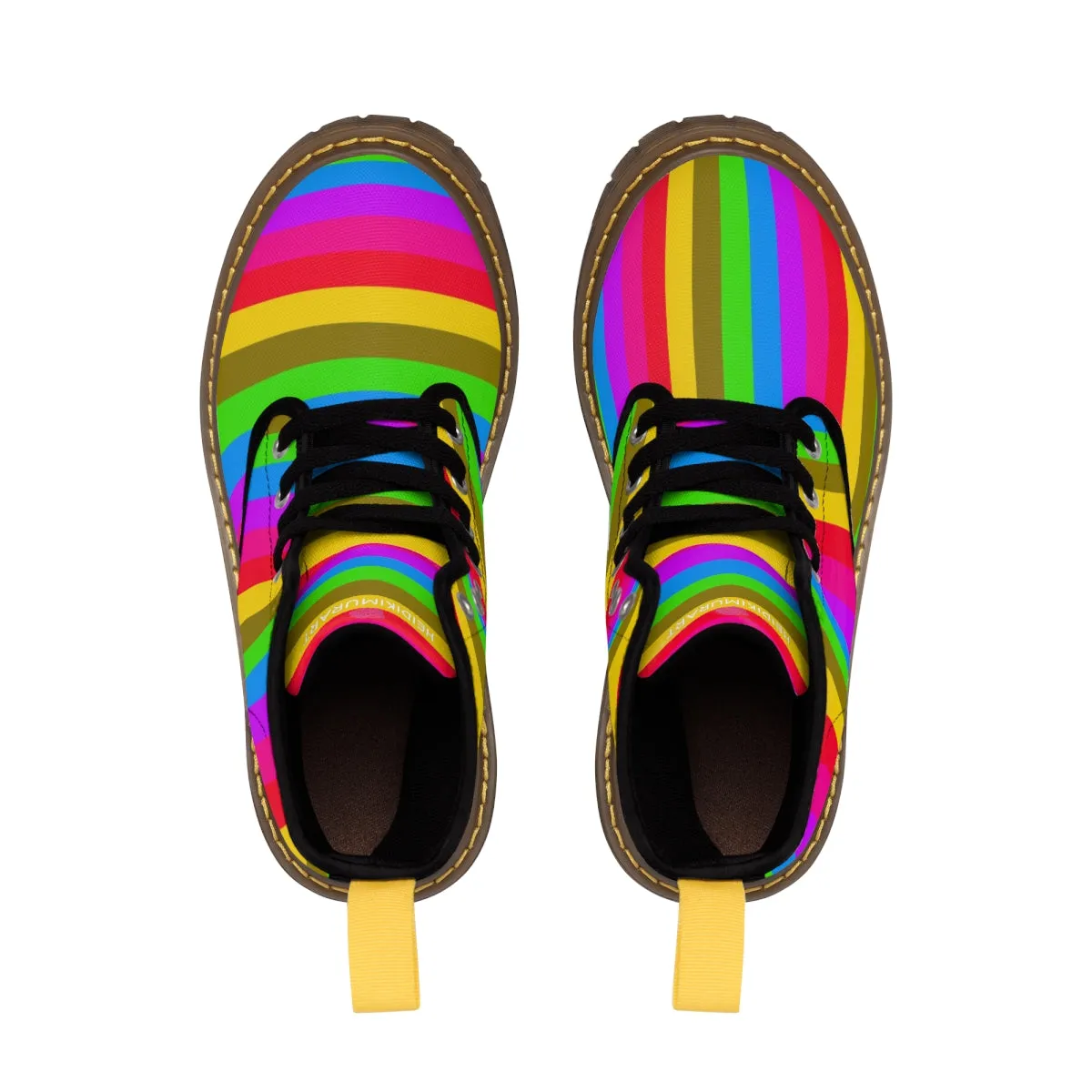 Rainbow Striped Women's Boots, Gay Pride Stripes Printed Best Winter Boots For Women Hiking Boots Shoes (US Size 6.5-11)
