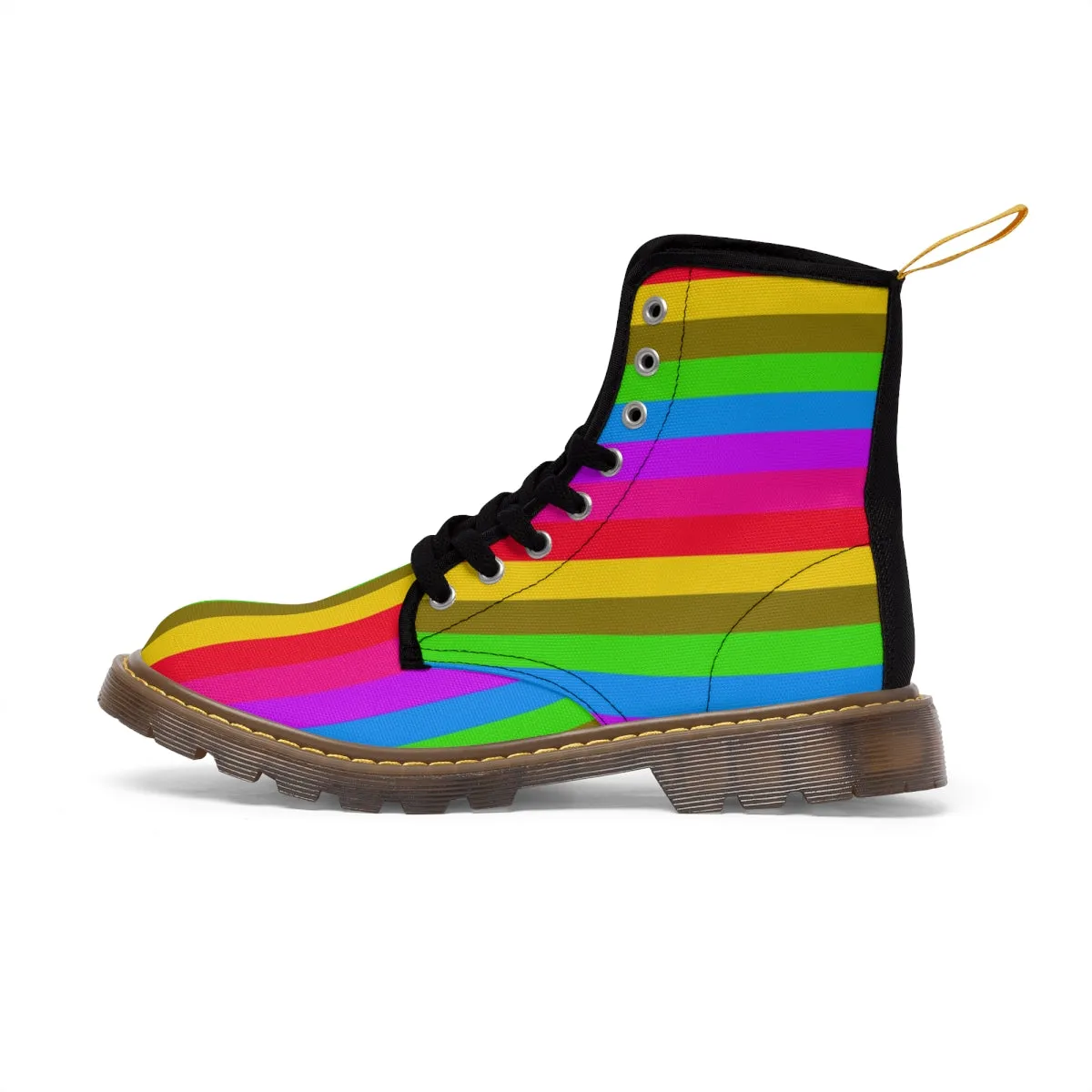Rainbow Striped Women's Boots, Gay Pride Stripes Printed Best Winter Boots For Women Hiking Boots Shoes (US Size 6.5-11)