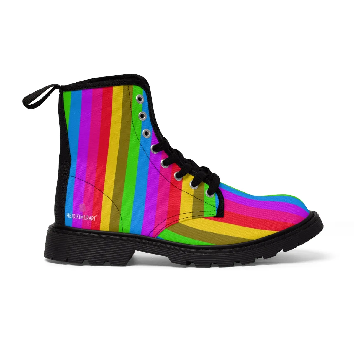 Rainbow Striped Women's Boots, Gay Pride Stripes Printed Best Winter Boots For Women Hiking Boots Shoes (US Size 6.5-11)