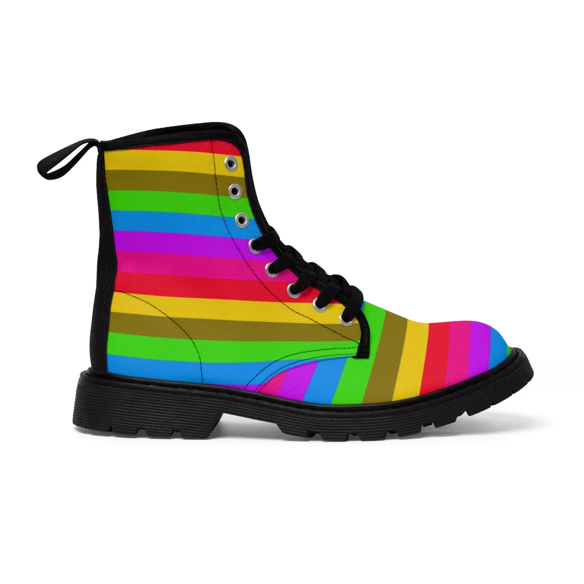 Rainbow Striped Women's Boots, Gay Pride Stripes Printed Best Winter Boots For Women Hiking Boots Shoes (US Size 6.5-11)