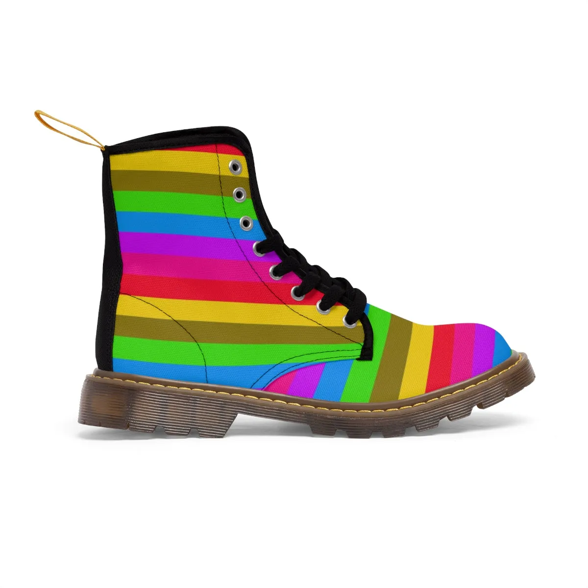Rainbow Striped Women's Boots, Gay Pride Stripes Printed Best Winter Boots For Women Hiking Boots Shoes (US Size 6.5-11)