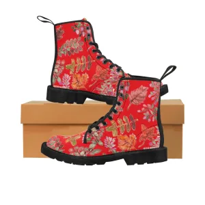 Red Fall Women's Boots, Fall Leaves Print Women's Boots, Best Winter Boots For Women (US Size 6.5-11) Red Fall Women's Boots, Fall Leaves Print Women's Boots, Best Winter Boots For Women (US Size 6.5-11)
