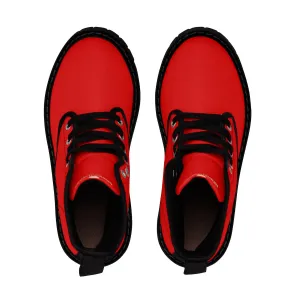 Red Women's Boots, Classic Solid Red Color Designer Winter Lace-up Toe Cap Hiking Boots (US Size 6.5-11) Red Women's Boots, Classic Solid Red Color Designer Winter Lace-up Toe Cap Hiking Boots (US Size 6.5-11)