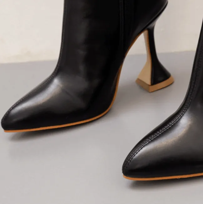 Sexy PU Point Toe Plain High Heel Over Knee Boots