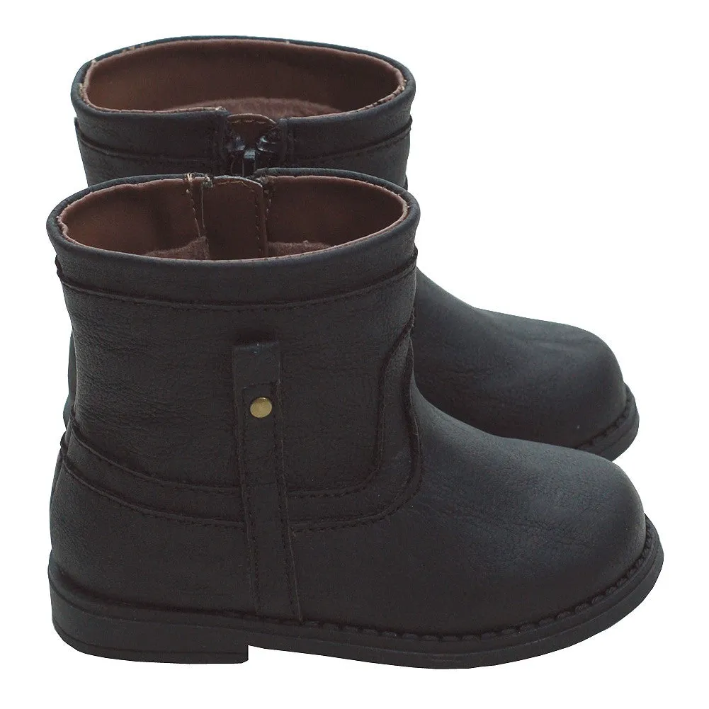 Trendy Black Zip Up Low Rise Boots Baby Boys 3-Toddler Boys 8